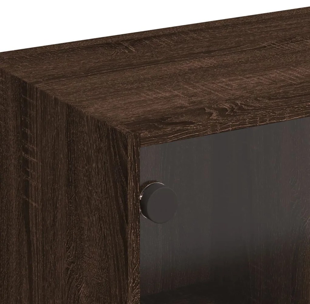 Móvel de TV c/ portas de vidro 102x37x42 cm carvalho castanho