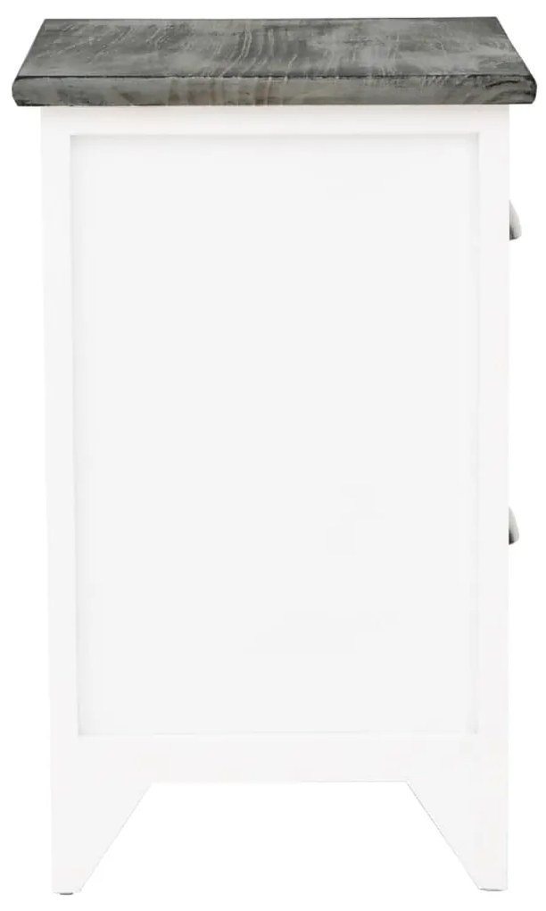 Mesa-de-cabeceira 38x28x45 cm madeira paulownia cinzento/branco