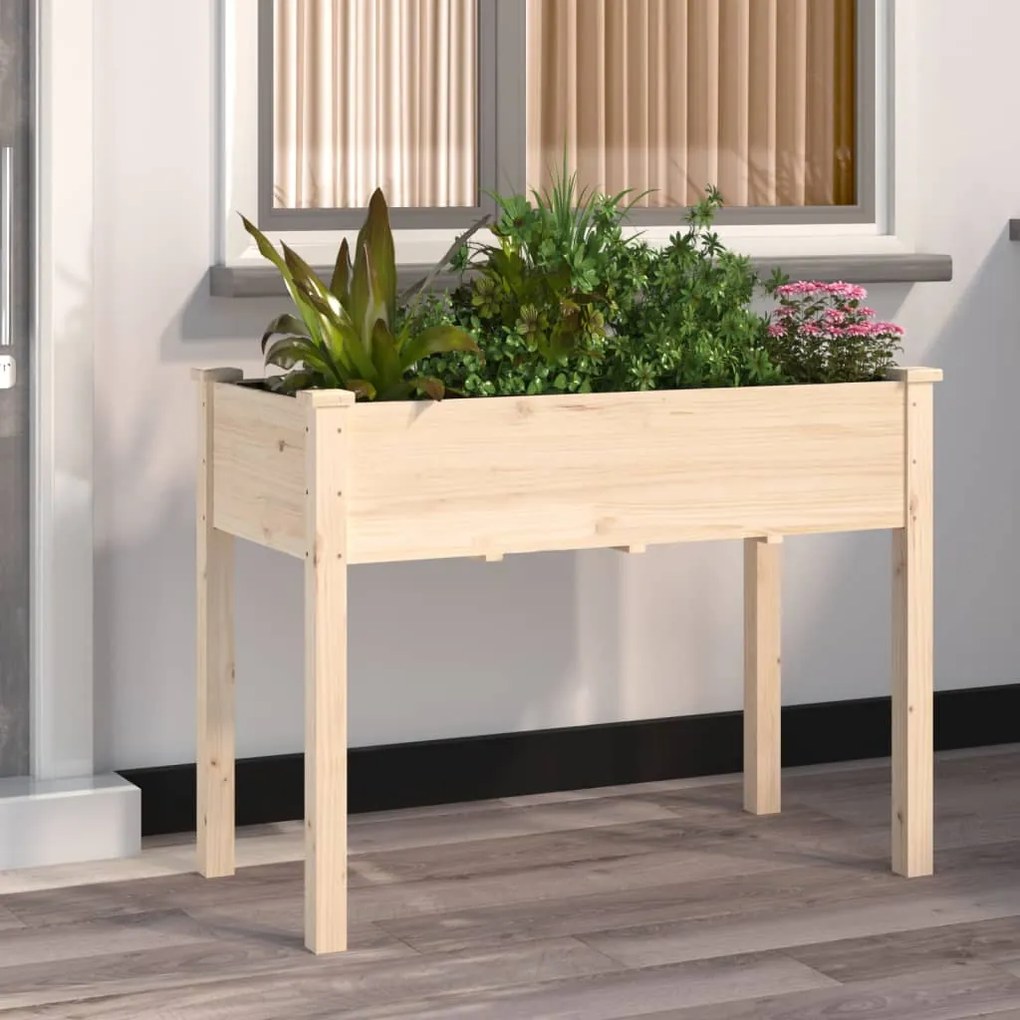 vidaXL Vaso/floreira c/ forro 118x59x76 cm madeira de abeto maciça