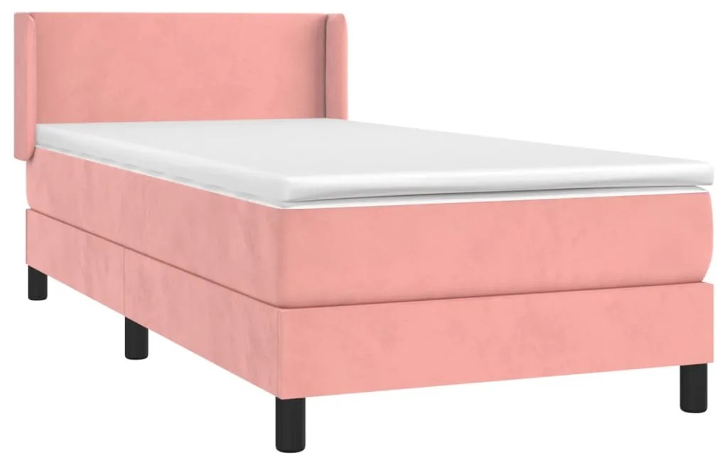 Cama com molas/colchão 90x200 cm veludo rosa