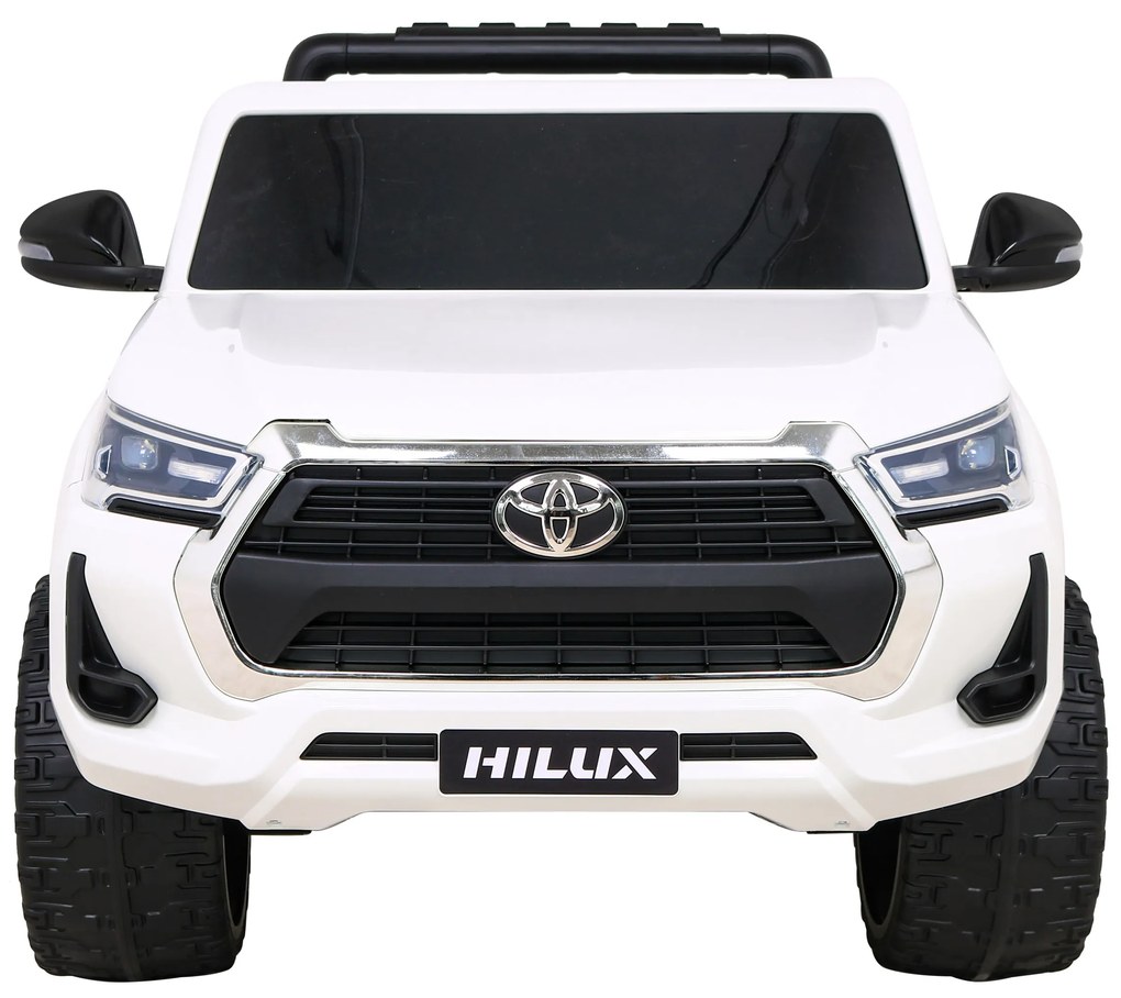 Carro elétrico para Crianças Toyota Hilux 12V 4x4 Rodas Espuma EVA, Assento couro ecológico Branco