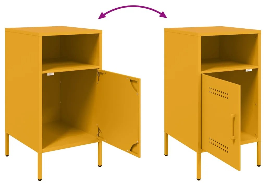 Mesa de cabeceira 36x39x68 cm aço amarelo mostarda