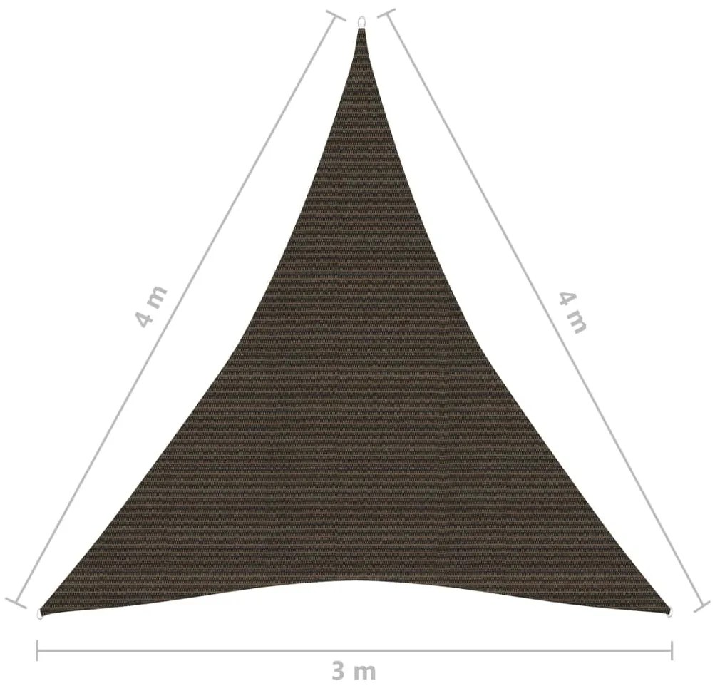 Para-sol estilo vela 160 g/m² 3x4x4m PEAD castanho