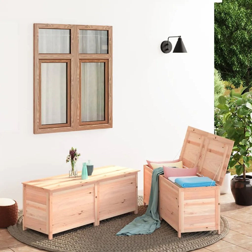 152170 vidaXL Caixa para almofadões de exterior 150x50x56 cm abeto maciço