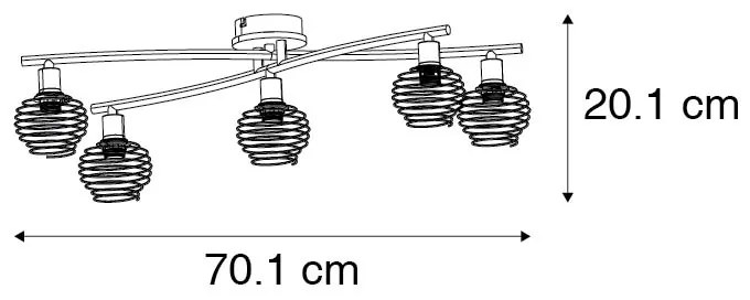 Refletor de teto industrial preto com madeira 5 luzes - Lucros Industrial