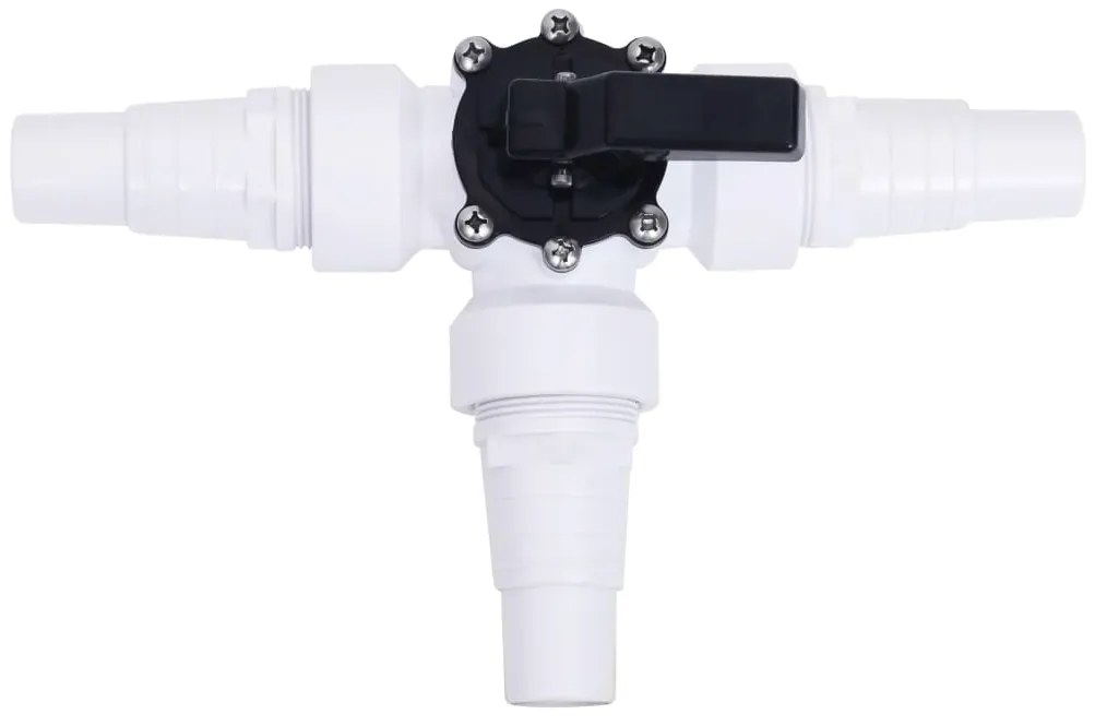 Válvula esférica de 3 vias para piscina branco e preto