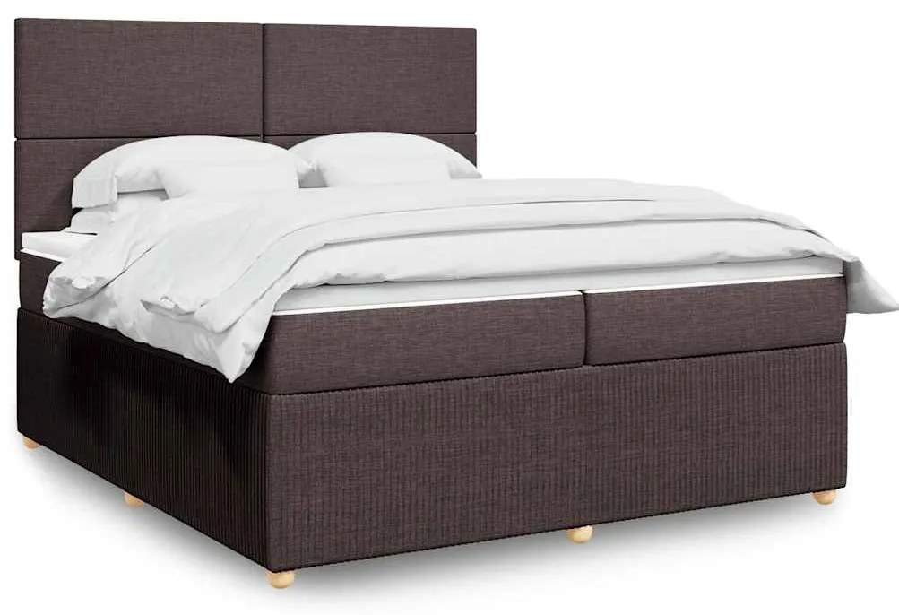 Cama com molas/colchão 200x200 cm tecido castanho-escuro