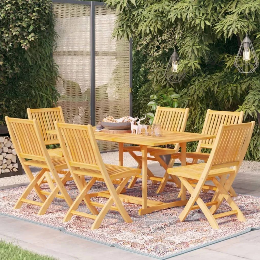 vidaXL 7 pcs conjunto de jantar para jardim madeira de teca maciça