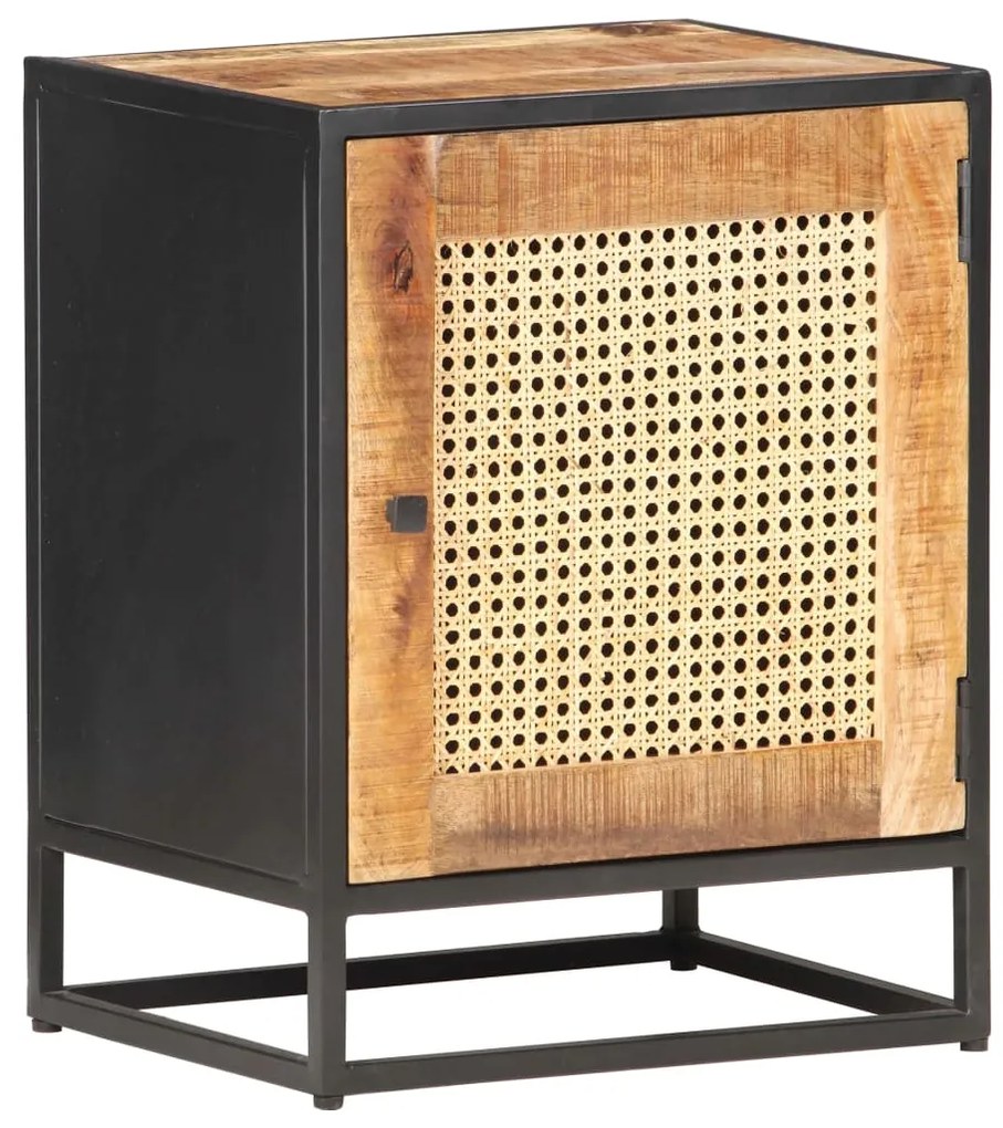 Mesa de cabeceira 40x30x50cm mangueira áspera/palhinha natural