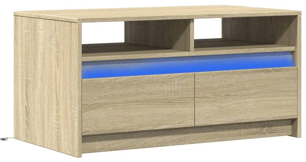 Mesa de centro c/ luzes LED derivados madeira carvalho sonoma