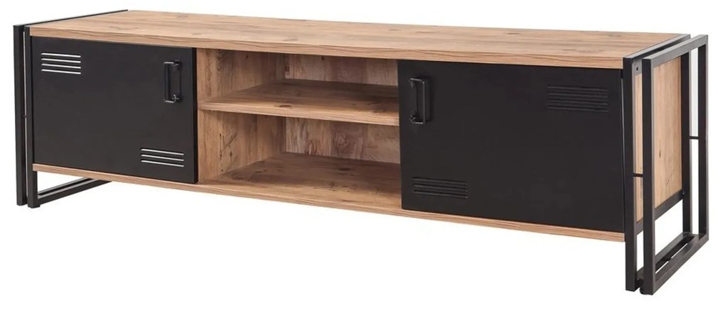 Conjunto de Mobiliário de Sala de Estar Cosmo – Pinho Atlântico/Preto