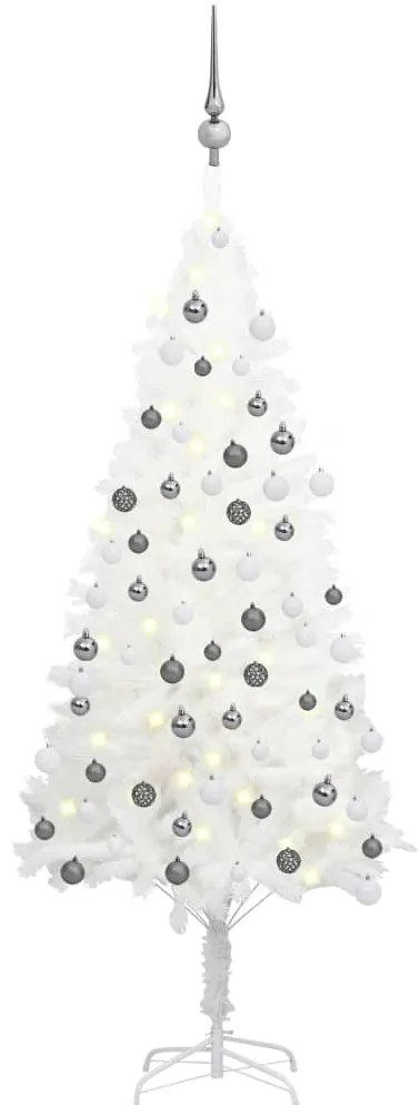 vidaXL Árvore Natal artificial pré-iluminada c/ bolas branco