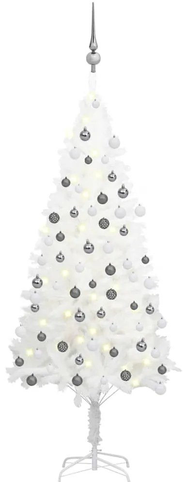 Árvore de Natal artificial com luzes LED e bolas 120 cm branco