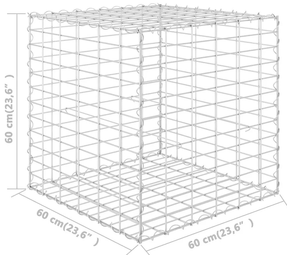Canteiro elevado/cubo gabião 60x60x60 cm fio de aço