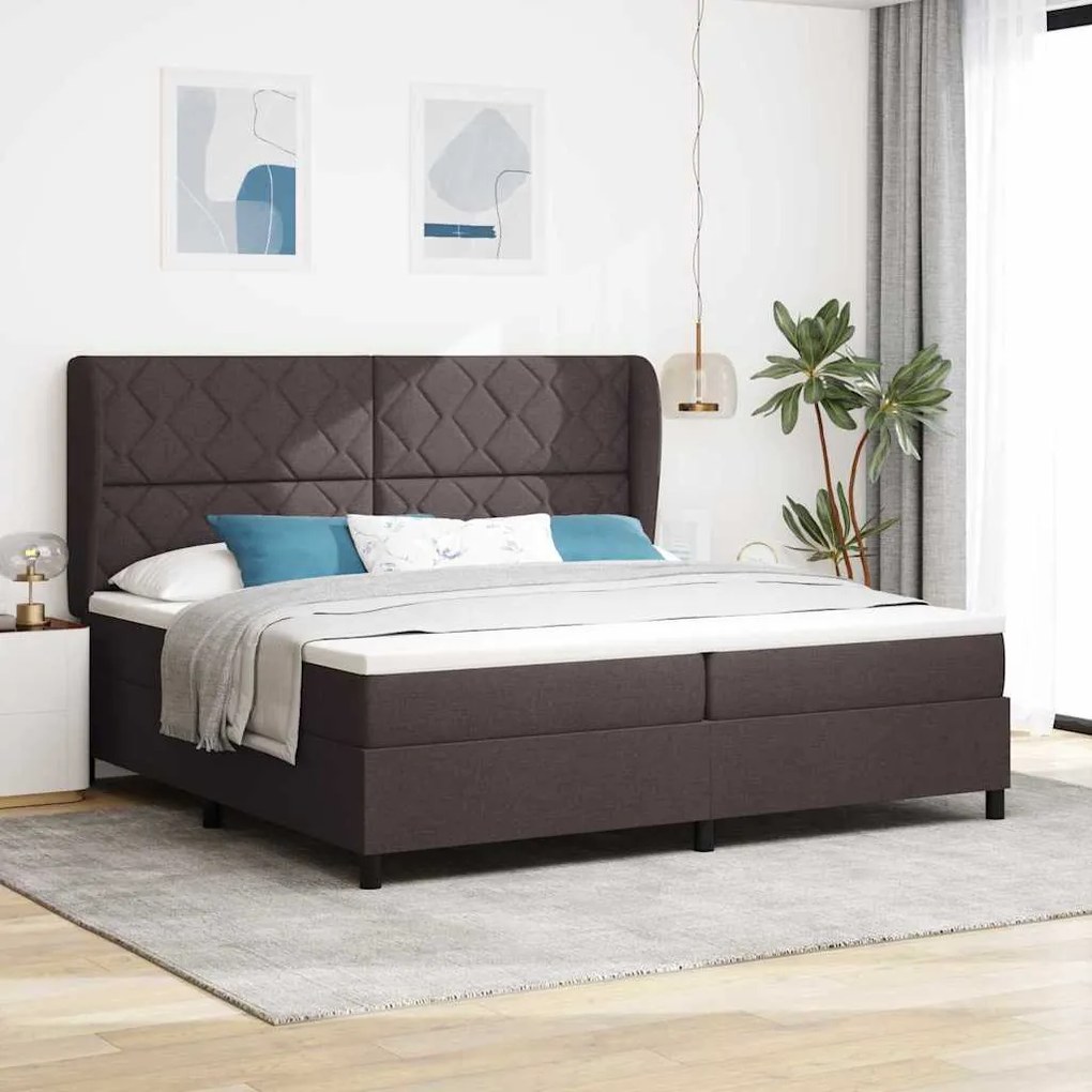 vidaXL Cama com estrado e colchão em marrom escuro, 200 x 200 cm