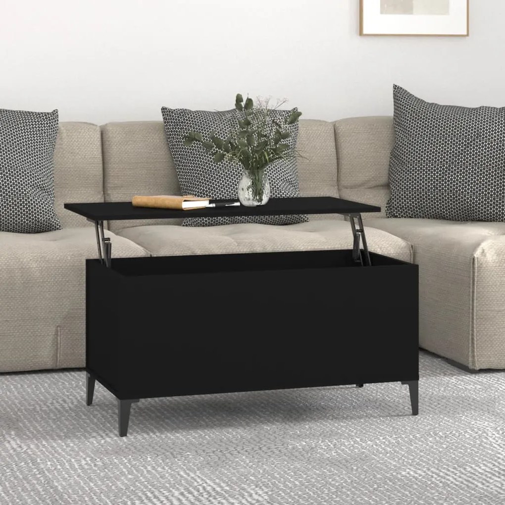 vidaXL Mesa de centro 90x44,5x45 cm derivados de madeira preto