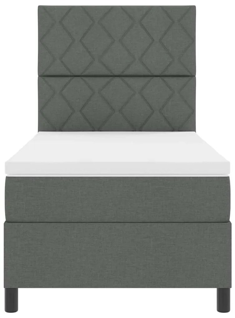 Cama Box com Colchão Cinza Escura 90x200 cm Tecido