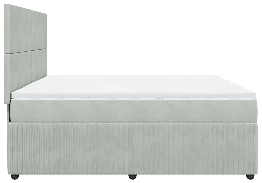Cama com molas/colchão 200x200 cm veludo cinzento-claro