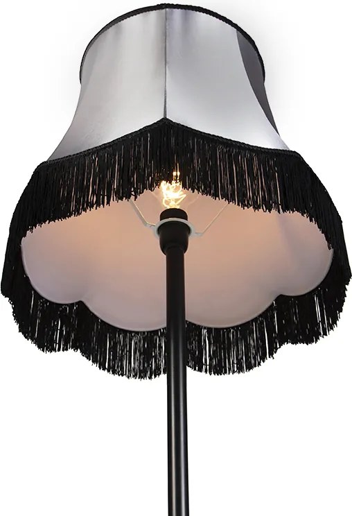 Candeeiro de pé retro preto com cúpula preta e cinzenta 45 cm - Simplo