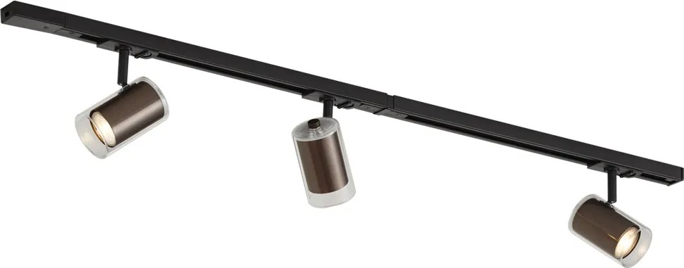 Sistema de calhas de iluminação moderno preto com 3 focos bronze escuro monofásicos - Iconic Lloyd