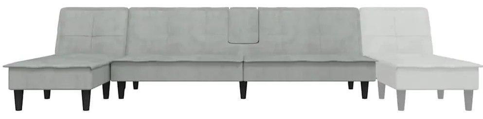 Sofá-cama em forma de L 255x140x70 cm veludo cinzento-claro