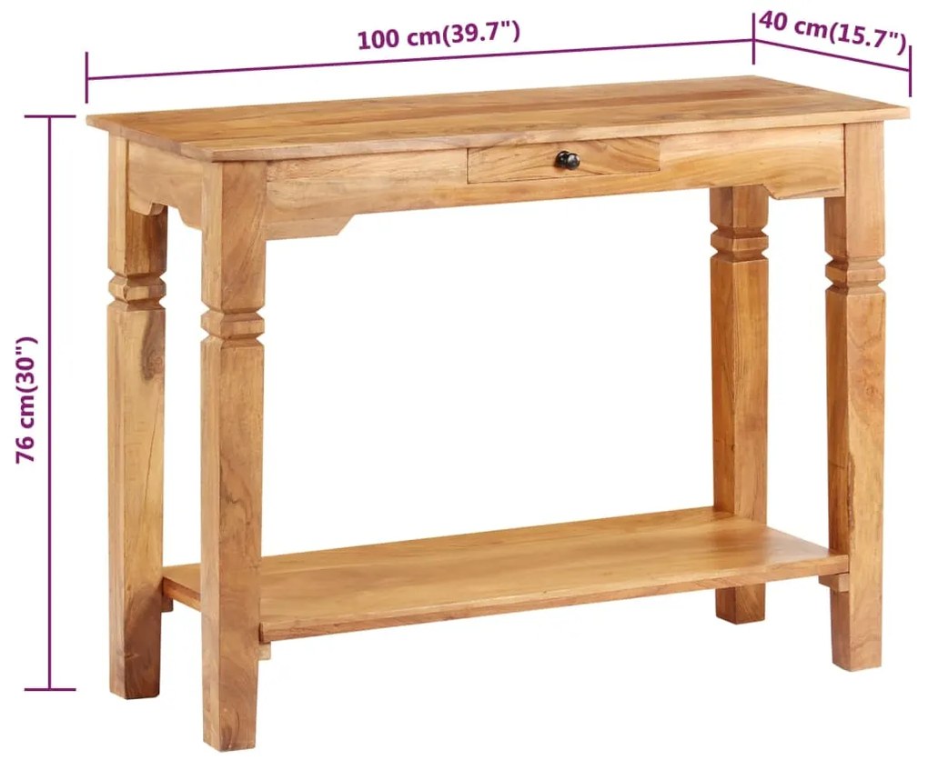 Mesa consola 100x40x76 cm madeira de acácia maciça
