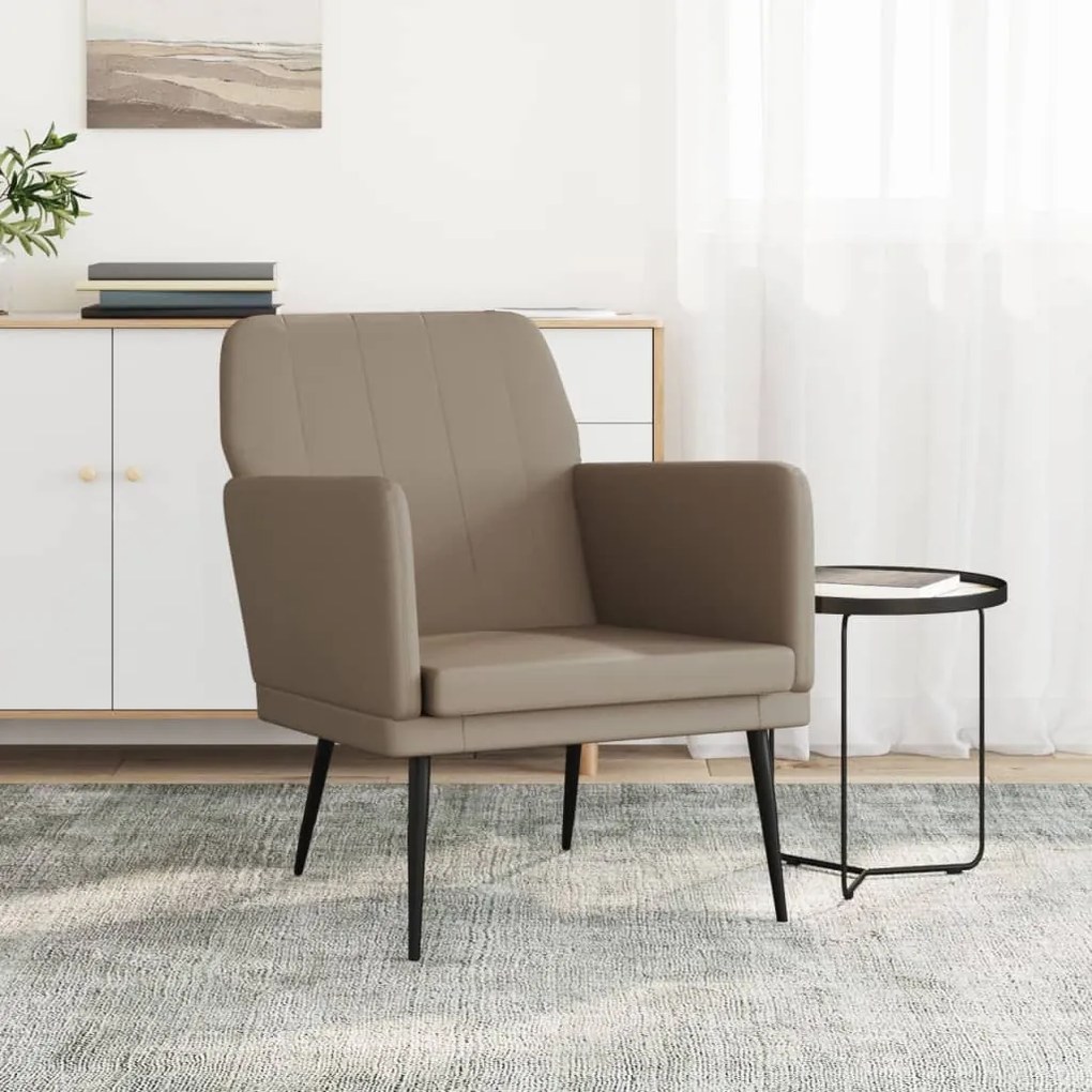 vidaXL Cadeira c/ apoio braços 61x78x80 cm couro artificial cappuccino