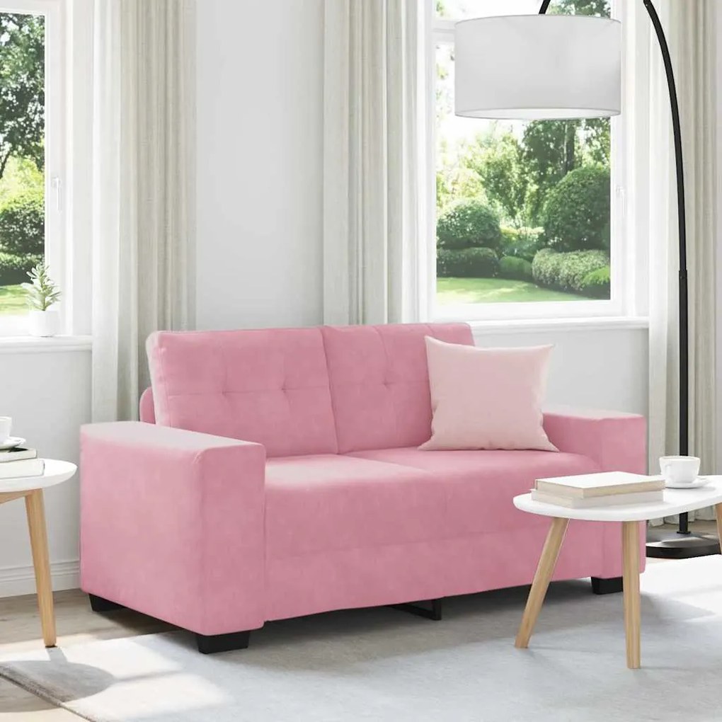 vidaXL Sofá de dois lugares com almofada Rosa Veludo