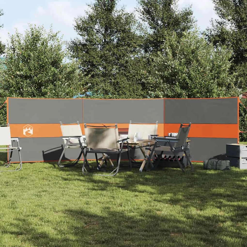 Corta-vento de campismo 490x123 cm impermeável cinza/laranja