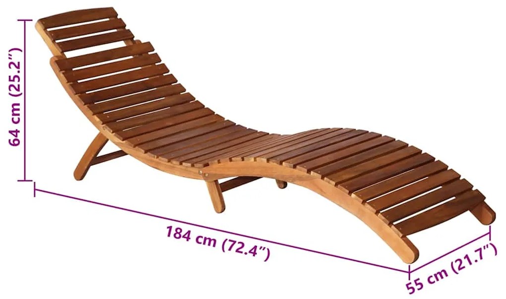 Espreguiçadeira de jardim com mesa e almofadão acácia maciça