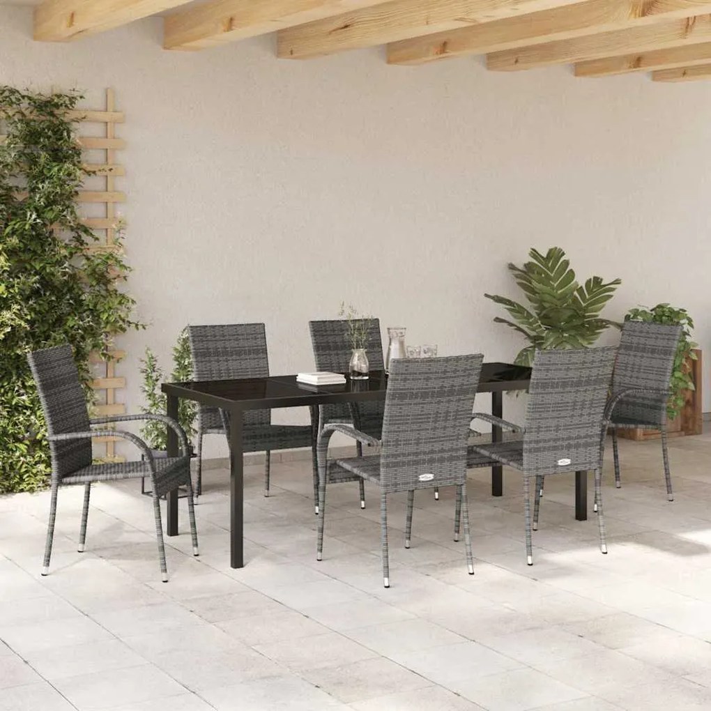 Conjunto de Jantar para Jardim 7 pcs Cinzento Standard