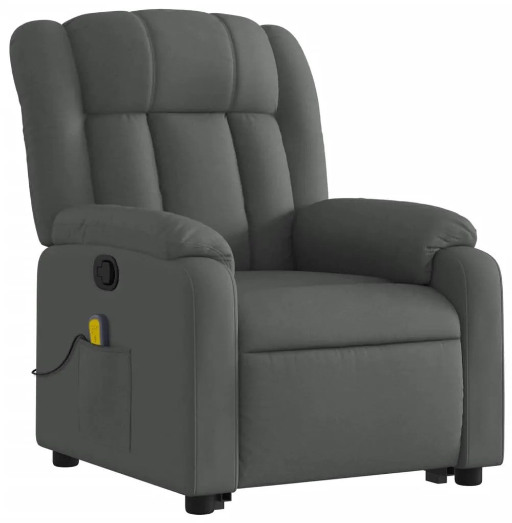 Poltrona elevatória de massagens tecido cinzento-escuro
