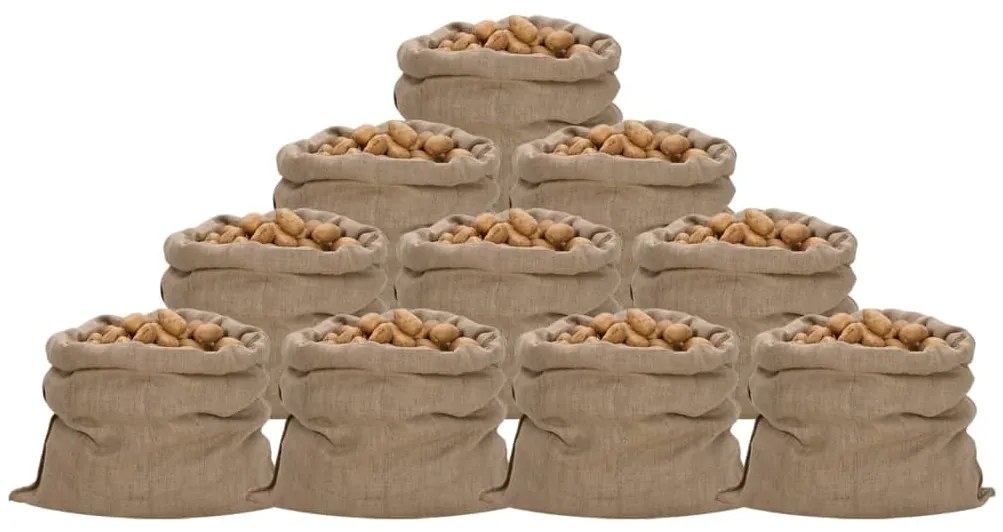 vidaXL Sacos de juta 10 unidades 100x110 cm 100% juta 340 g/m²