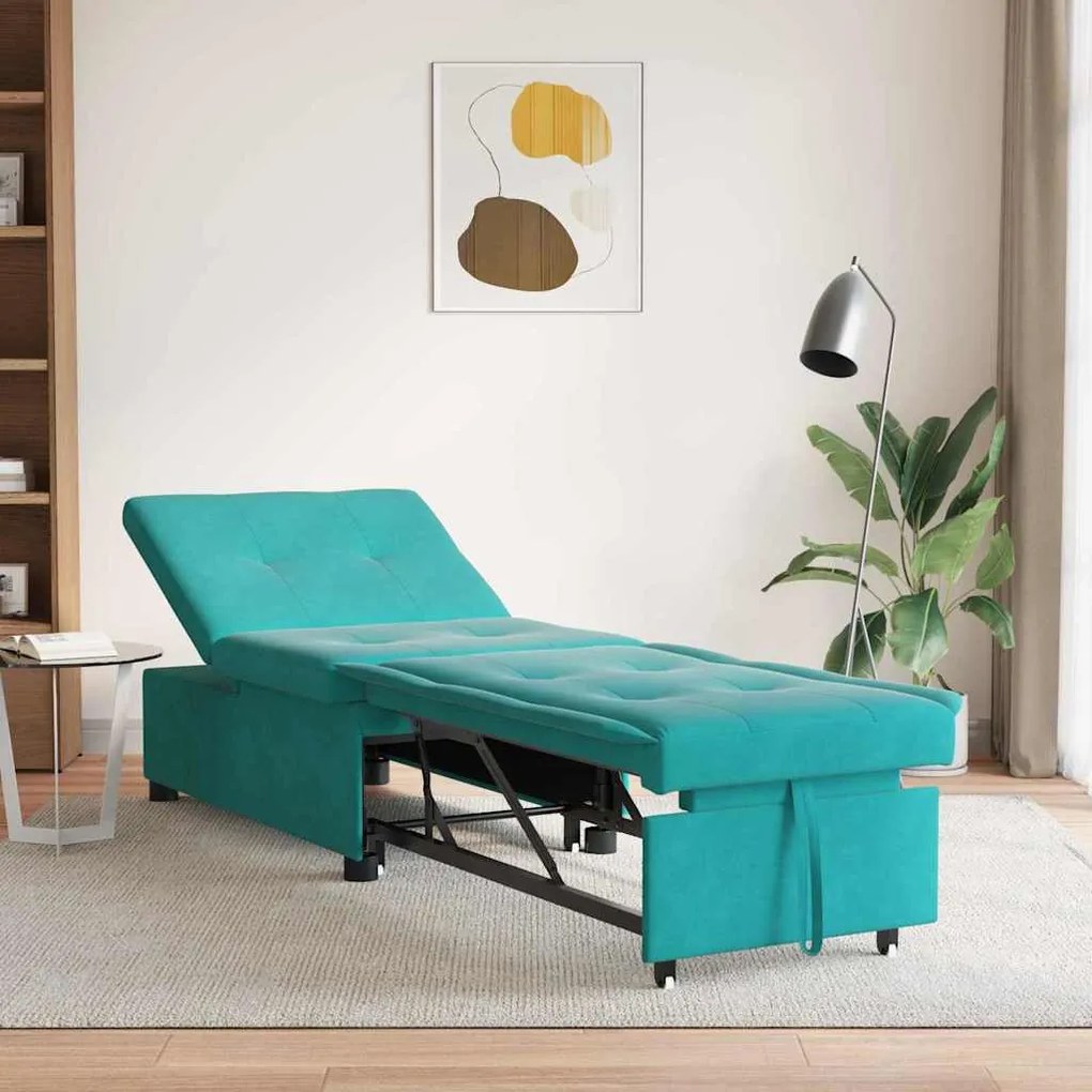 vidaXL Sofá-Cama Turquesa 194 x 67 x 82 cm Veludo