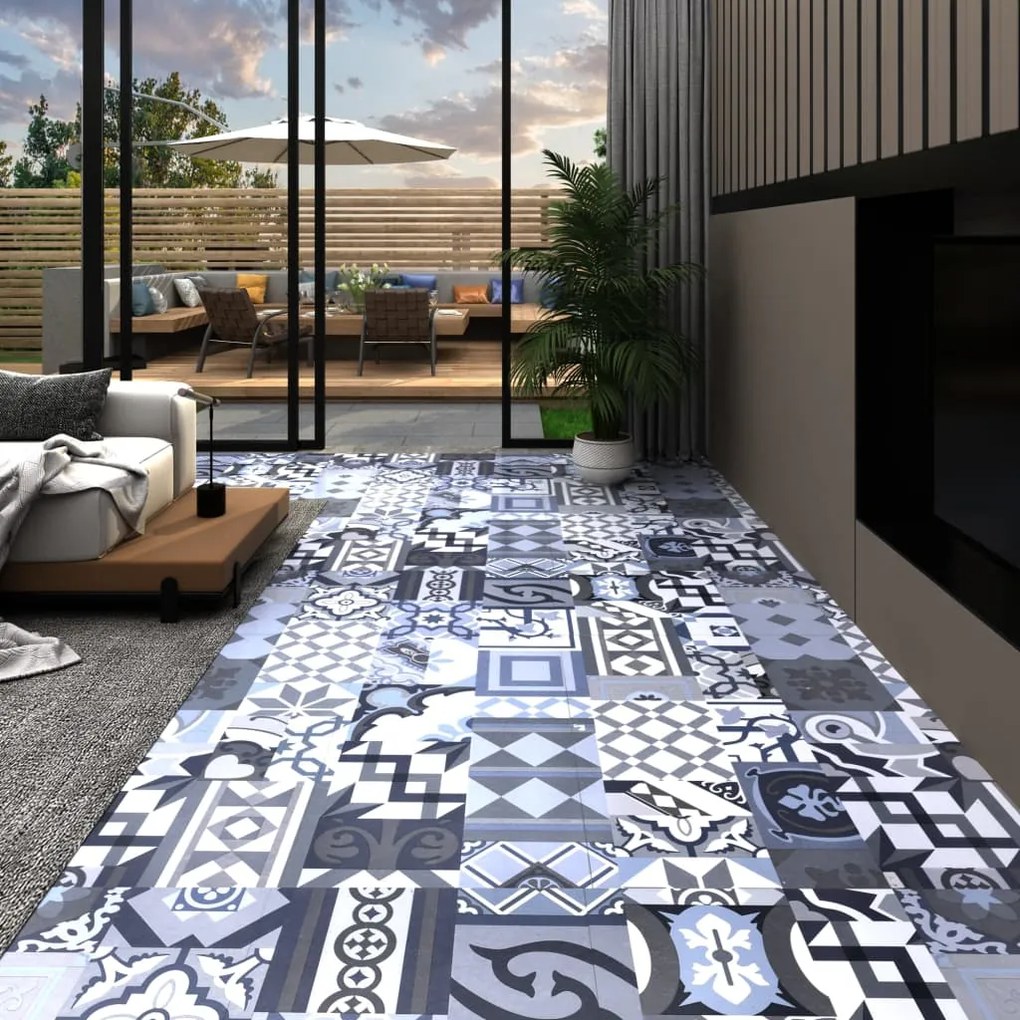 146613 vidaXL Tábua de soalho PVC 5,11 m² autoadesiva padrão colorido