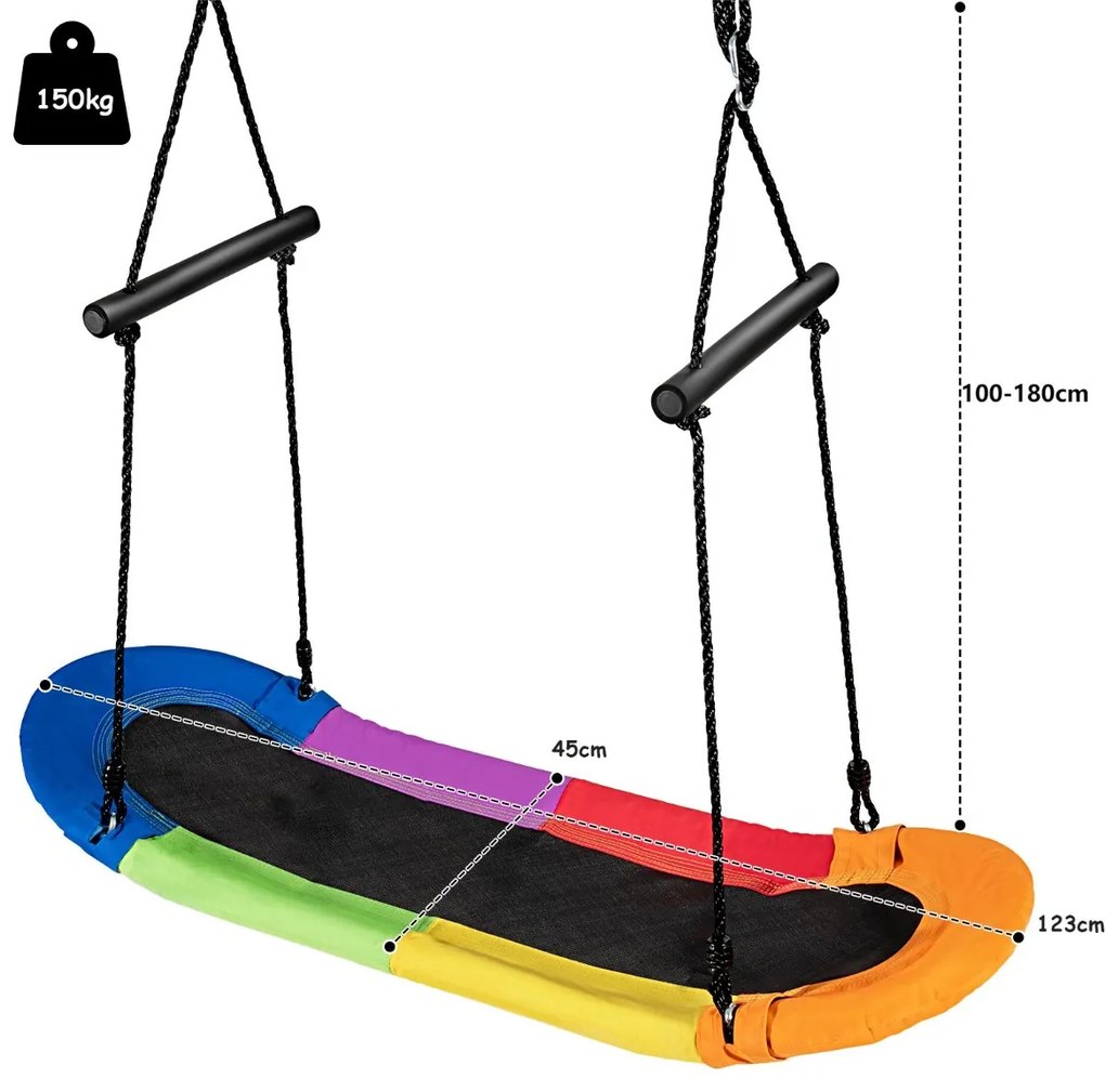 Baloiço de árvore com ângulos suaves, altura ajustável e estrutura metálica para adultos e crianças Multicolor