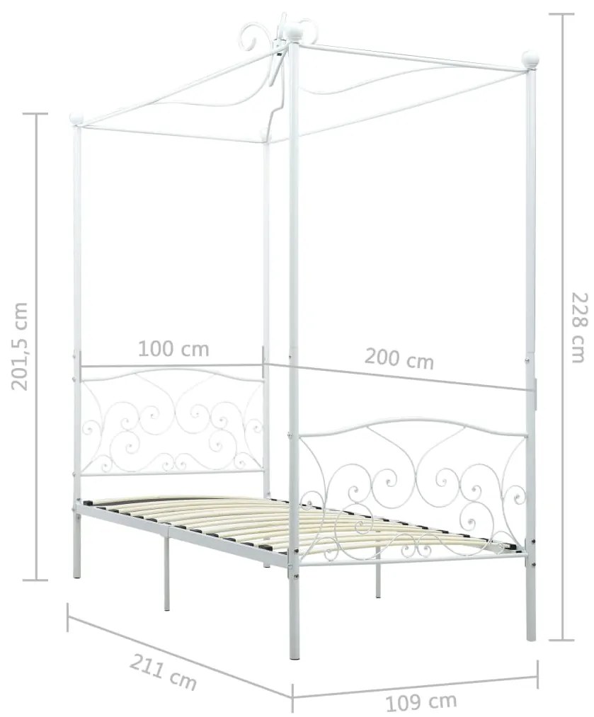 Estrutura de cama com dossel 100x200 cm metal branco
