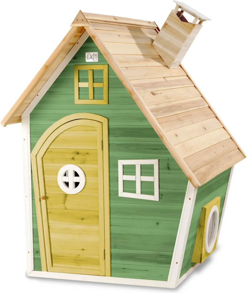 Casa de brincar exterior para crianças Fantasia 100 em madeira Verde