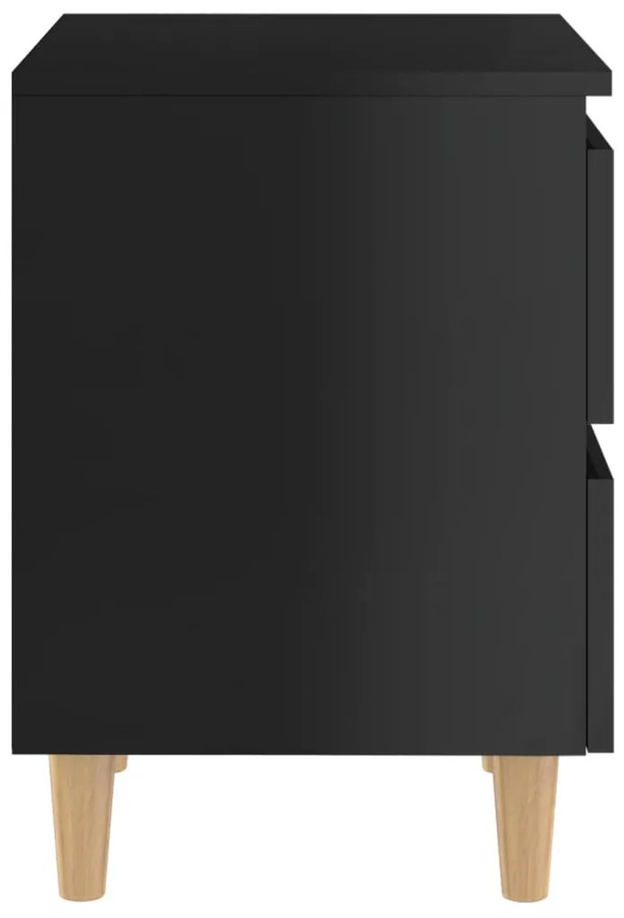 Mesa de cabeceira c/ pernas de pinho 40x35x50cm preto brilhante