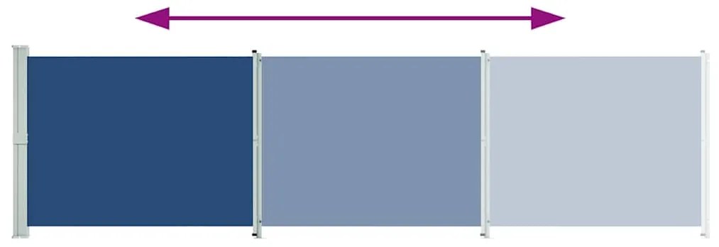 Toldo lateral retrátil para pátio 600x160 cm azul