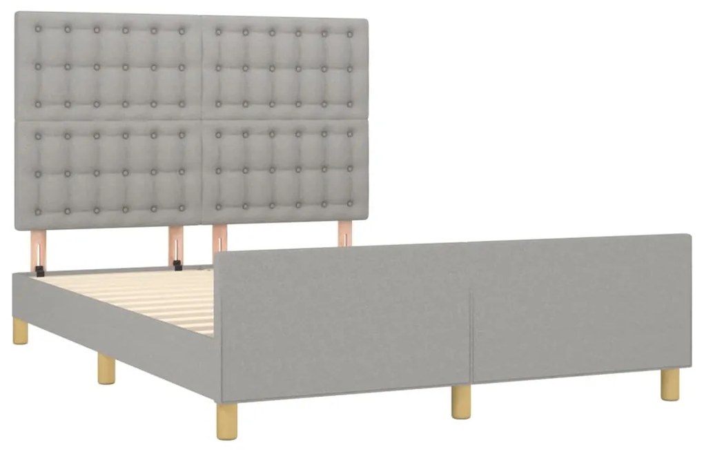 Estrutura de cama sem colchão 140x190 cm tecido cinzento-claro