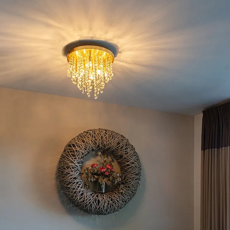 Candeeiro de teto clássico dourado/latão 35 cm - Medusa