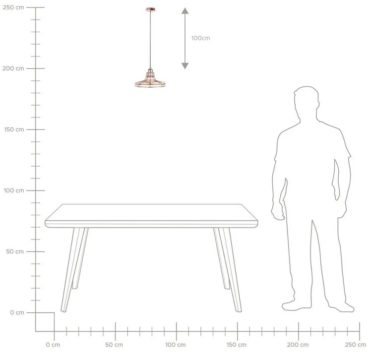 Candeeiro de teto em vidro cor de âmbar e metal cor de cobre TORRE Beliani