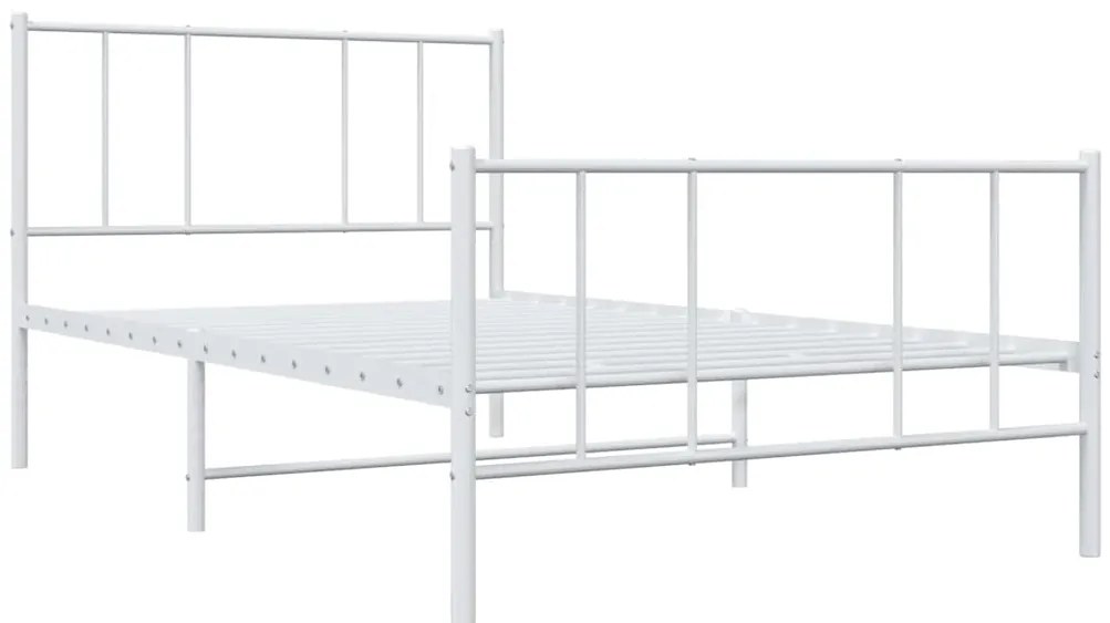 Estrutura de cama com cabeceira e pés 100x200 cm metal branco