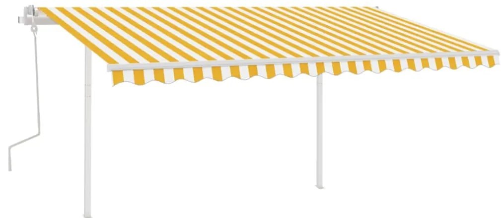 Toldo retrátil manual com luzes LED 4x3,5 m amarelo e branco