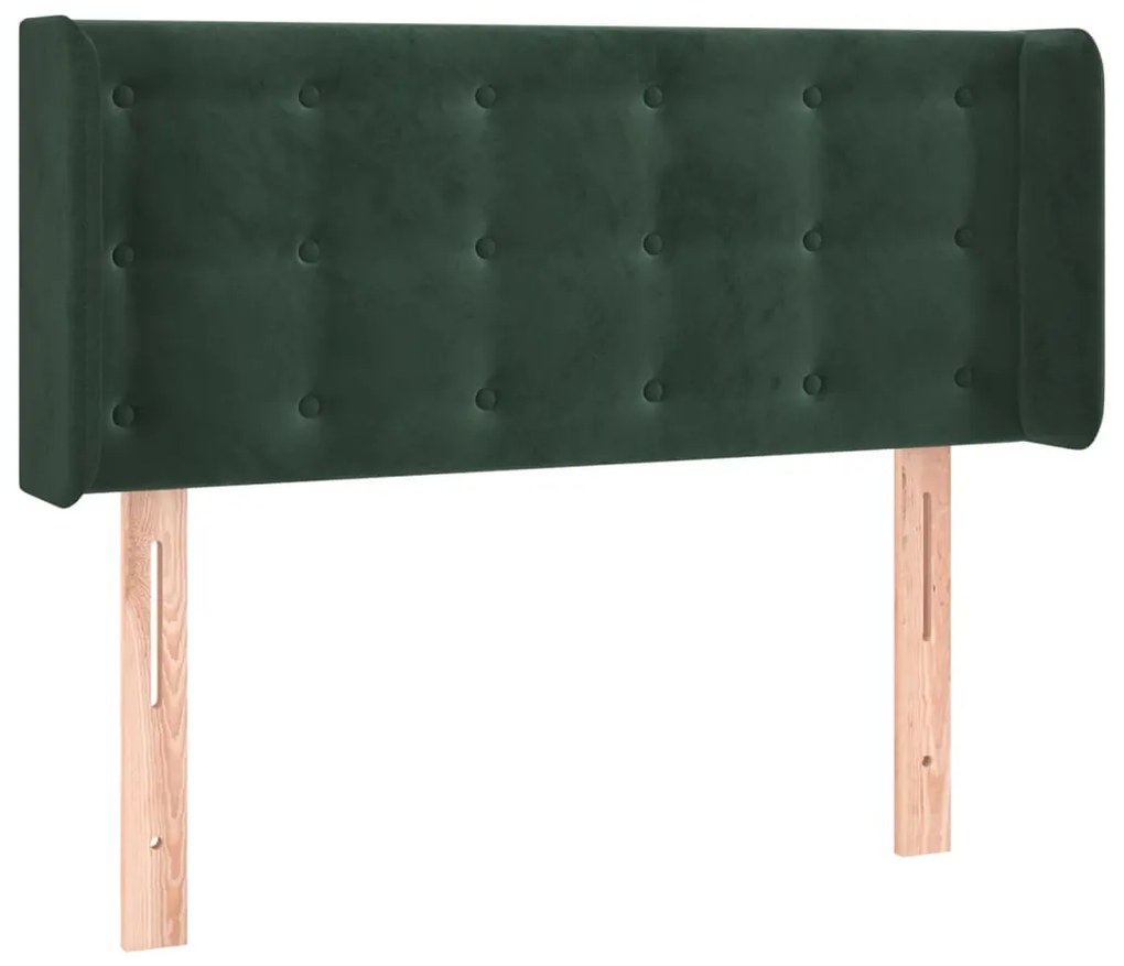 Cabeceira cama c/ luzes LED veludo 93x16x78/88 cm verde-escuro