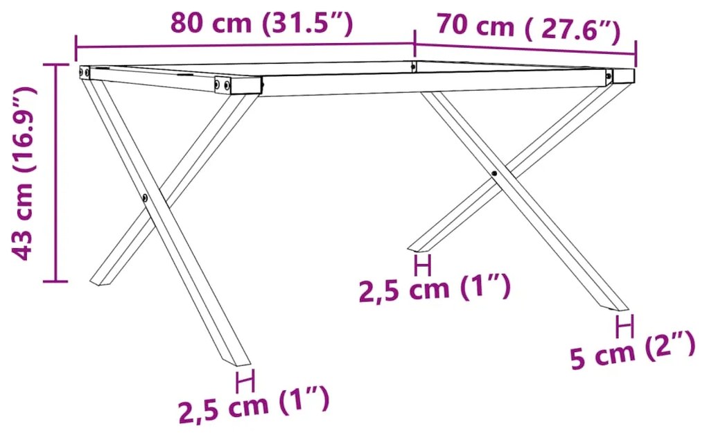 Pernas para mesa de centro estrutura em X ferro fundido