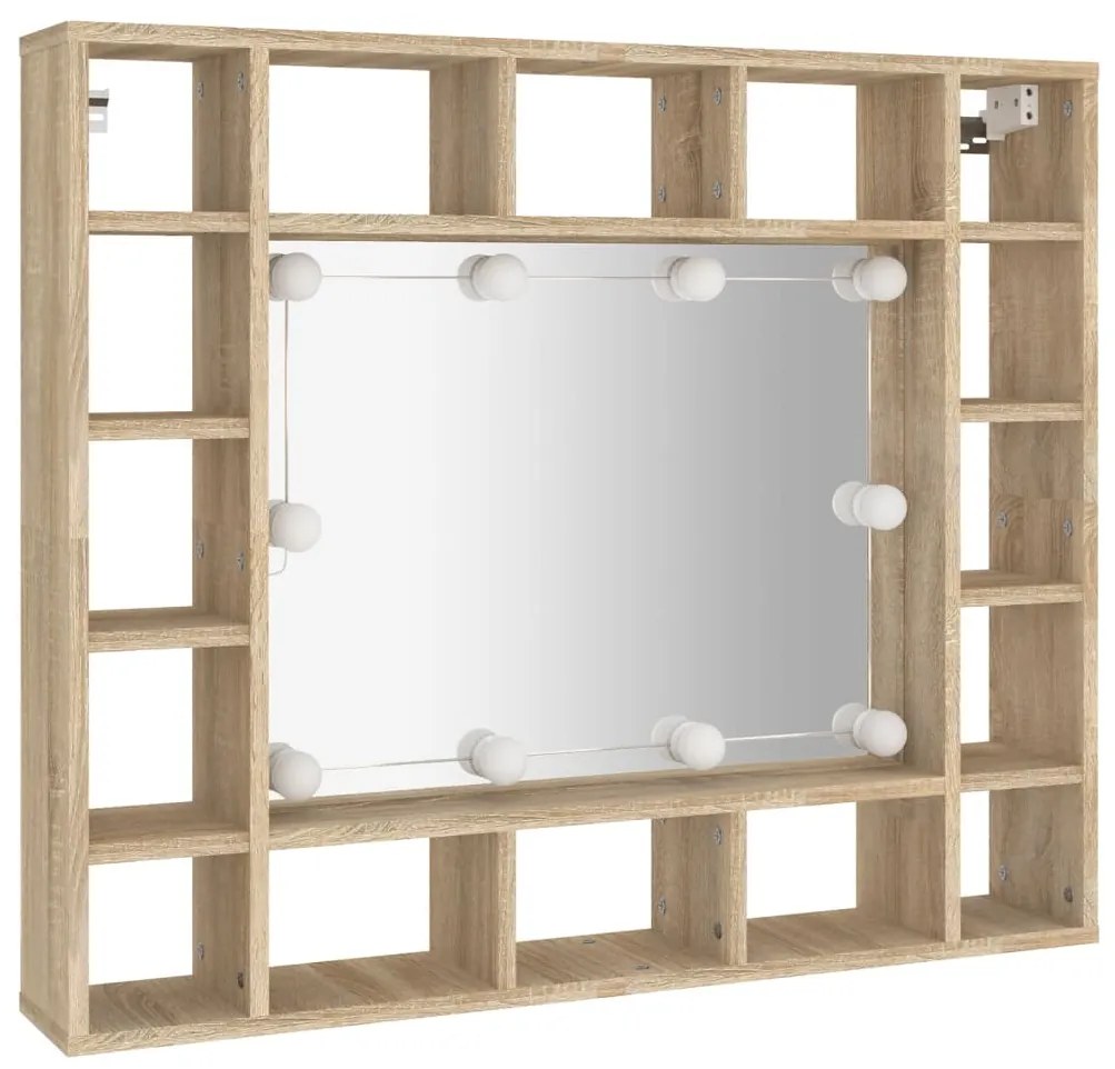 Armário espelhado com LED 91x15x76,5 cm carvalho sonoma