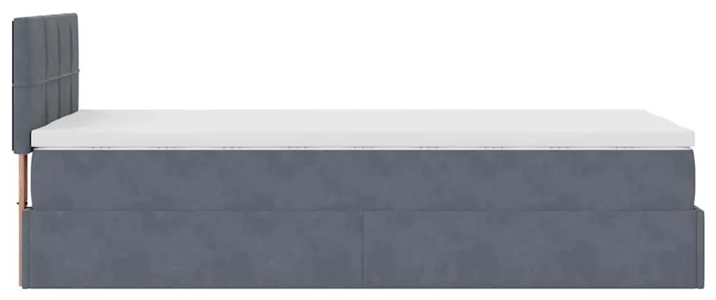 Estrutura cama otomana colchão 80x200 cm veludo cinzento escuro