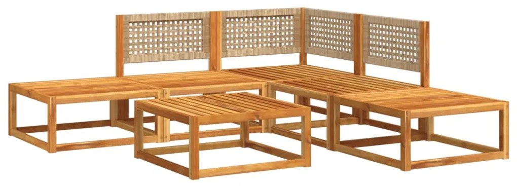 6 pcs conjunto de sofás de jardim com almofadões acácia maciça